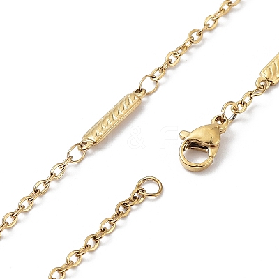 Ion Plating(IP) 304 Stainless Steel Rectangle Link Chain Necklace X-NJEW-K249-04G-1