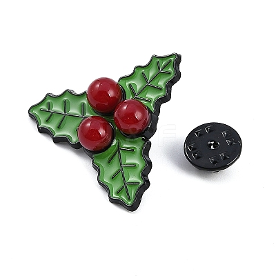 Christmas Theme Pine Leaf Enamel Pins JEWB-Z033-01EB-1