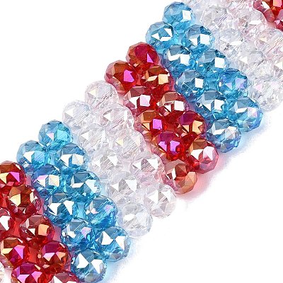 Electroplate Transparent Glass Beads Strands EGLA-Q135-8MM-C02-1