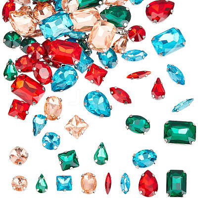 64Pcs 32 Styles Octagon/Teardrop/Horse Eye Sew on Rhinestone RGLA-DC0001-02-1