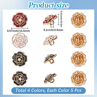 20Pcs 4 Colors Alloy Enamel Shank Buttons BUTT-CY0001-15-1