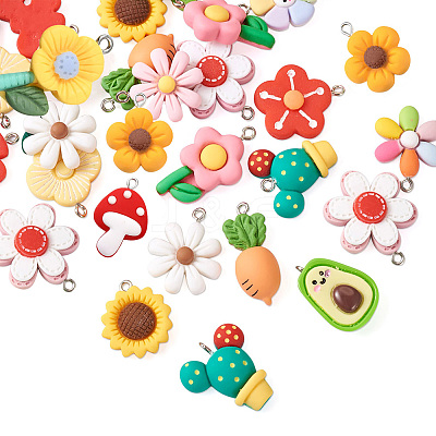 28Pcs 14 Style Resin Pendants RESI-TA0001-41-1