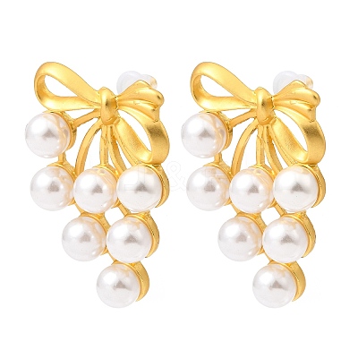 Alloy Resin Pearl Stud Earrings EJEW-G466-12G-1