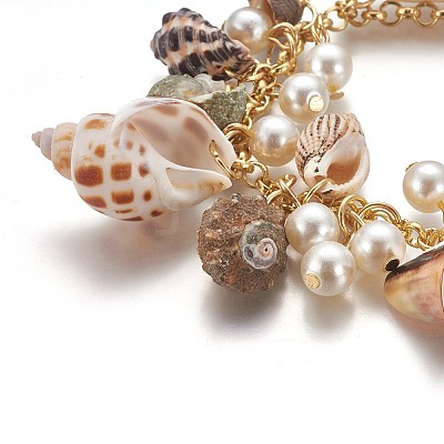 Natural Conch Shell Charm Bracelets LS-BJEW-WH0005-01P-1