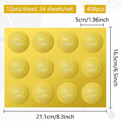 34 Sheets Self Adhesive Gold Foil Embossed Stickers DIY-WH0509-021-1