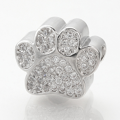Brass Micro Pave Cubic Zirconia European Beads ZIRC-T002-101-1
