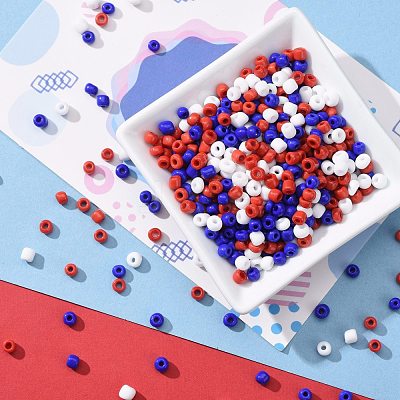 300G 6500pcs 3 Colors Independence Day Glass Seed Beads SEED-LS0001-01-1