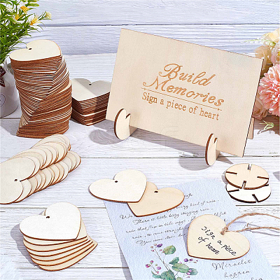1 Set Wooden Wedding Guest Book Alternative AJEW-CP0005-17-1