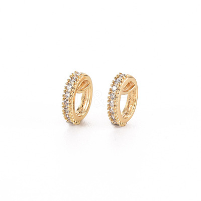 Brass Micro Pave Clear Cubic Zirconia Link Connectors KK-S356-448-NF-1