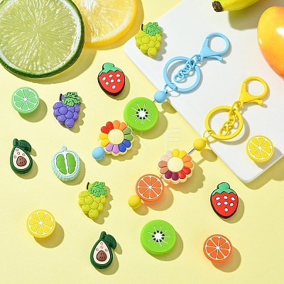18Pcs 9 Styles Fruit Theme Food Grade Silicone Focal Beads SIL-CJ0002-18-1