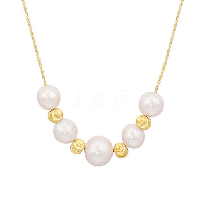 925 Sterling Silver & Baroque Natural Freshwater Keshi Pearl Round Graduated Beaded Necklaces FS-WG72E9B-02-1
