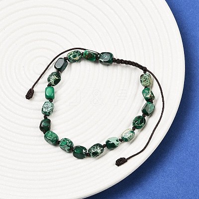 Dyed Natural Imperial Jasper Beads Braided Bead Bracelets for Men Women BJEW-D360-01B-1