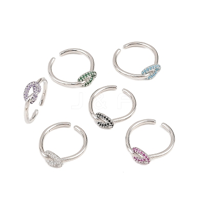Brass Micro Pave Cubic Zirconia Finger Rings RJEW-C153-01P-1