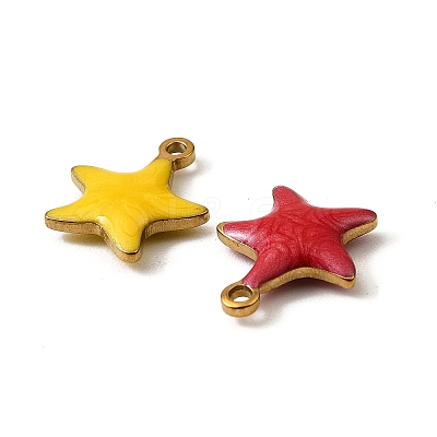 304 Stainless Steel Enamel Charms STAS-P405-01D-G-1