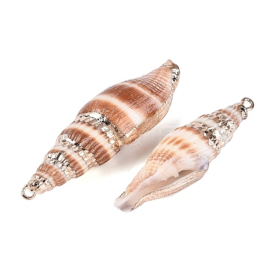 Electroplate Natural Spiral Shell Big Pendants SSHEL-Q100-27KCG-1