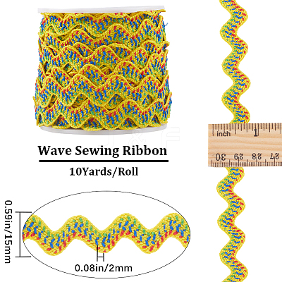 10 Yards Polyester Wave Ribbon OCOR-GF0003-14A-1