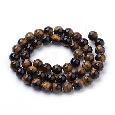 Natural Tiger Eye Beads Strands X-G-S259-21-10mm-1