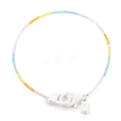 Rainbow Personalized Electroplate Glass Beaded Necklaces NJEW-JN03410-05-1