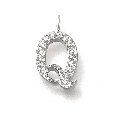 304 Stainless Steel Micro Pave Cubic Zirconia Pendants STAS-H228-06P-Q-1