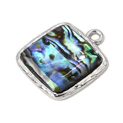 304 Stainless Steel & Natural Paua Shell Pendants SH-CBA7184-01G-P-1