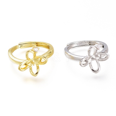 Adjustable Brass Finger Cup Peg Ring Settings ZIRC-I049-07-1
