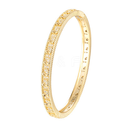 Brass Pave Full Clear Cubic Zirconia Number 2 Hinged Cuff Bangles for Women WGDF143-01-1
