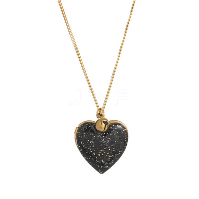 304 Stainless Steel Enamel Printed Mom Heart Locket Pendant Necklaces for Mother's Day Gift WG641EA-03-1
