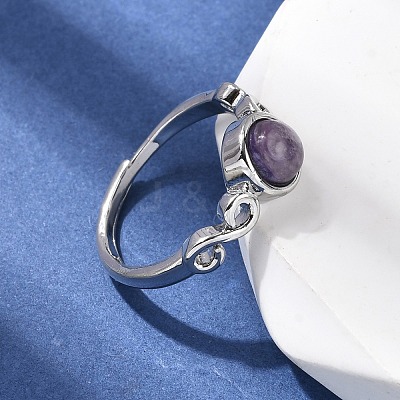 Natural Charoite Finger Rings RJEW-A084-04P-07-1