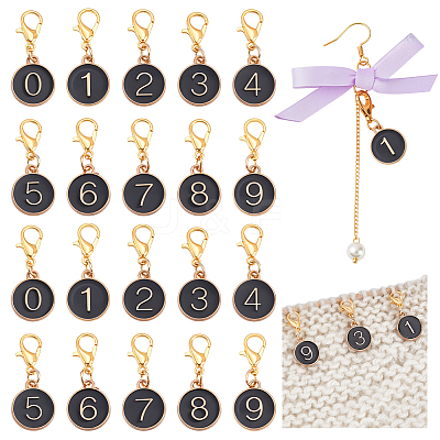 20Pcs 10 Styles Alloy Enamel Pendant Locking Stitch Markers HJEW-PH02072-1