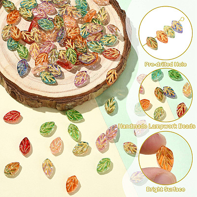 90Pcs 9 Colors Handmade Lampwork Beads LAMP-CJ0002-98-1