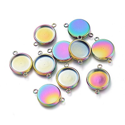 Ion Plating(IP) 304 Stainless Steel Cabochon Connector Settings STAS-I161-03E-M-1