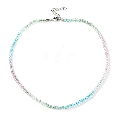 Bling Glass Round Beaded Necklace for Women NJEW-PH01490-03-1