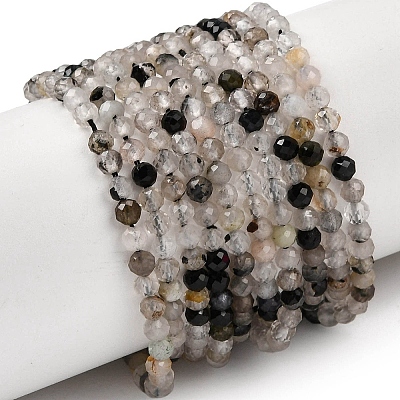 Natural Tourmalinated Quartz Beads Strands G-A318-A03-3mm-01-1