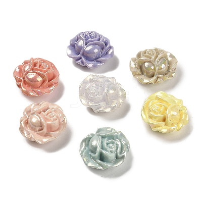 UV Plating Opaque Rainbow Iridescent Acrylic Beads MACR-R003-02A-1
