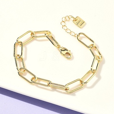 Brass Paperclip Chain Bracelets BJEW-C138-01G-1