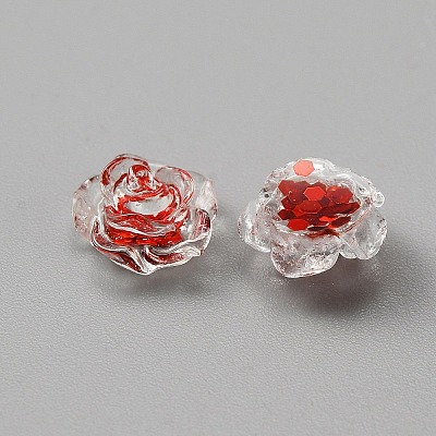 Camellia Transparent Resin Cabochons MRMJ-WH0075-57B-1