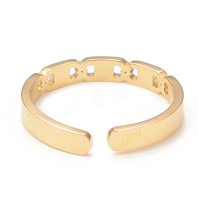 Crystal Rhinestone Oval with Square Open Cuff Ring X-RJEW-I096-20G-1