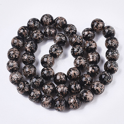 Handmade Gold Sand Lampwork Beads Strands LAMP-T007-06A-1