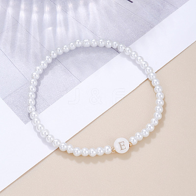 Plastic Pearl Round Beaded Stretch Bracelets for Women WGC81DB-05-1