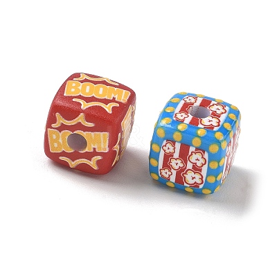 Popcorn Theme Printed Opaque Acylic European Beads AC-CBAE004-04-1