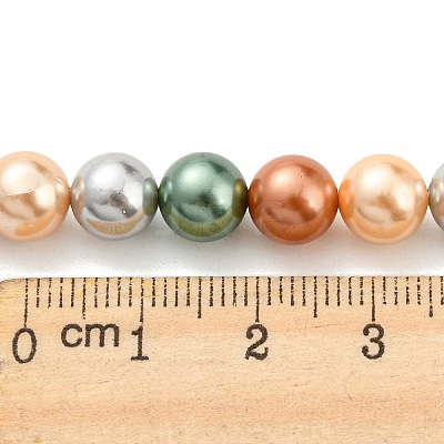 Electroplated Shell Pearl Beads Strands SHEL-F008-03B-02-1