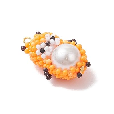 Glass Seed Beaded Hamster Pendants PALLOY-MZ01035-02-1