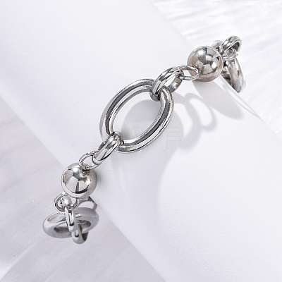 Tarnish Resistant 304 Stainless Steel Round Link Chain Bracelets BJEW-I293-01P-1