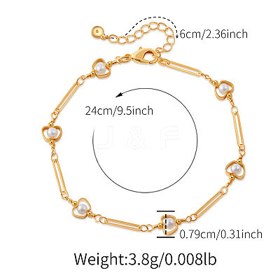 Teachers' Day Apple Brass with Plastic Pearl Bead Link Chain Anklets for Women FS-WG6989F-01-1
