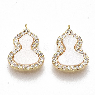 Brass Micro Pave Clear Cubic Zirconia Charms KK-S355-007G-NF-1