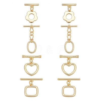 8 Sets 4 Style Brass Toggle Clasps KK-PH0003-67-1