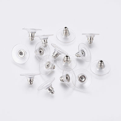 Brass Bullet Clutch Bullet Clutch Earring Backs with Pad KK-C3213-P-1