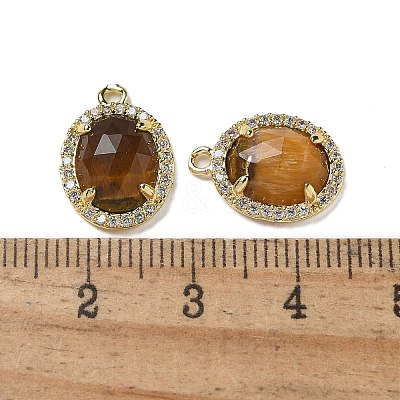 Natural Tiger Eye Faceted Oval Pendants G-I375-02G-01-1
