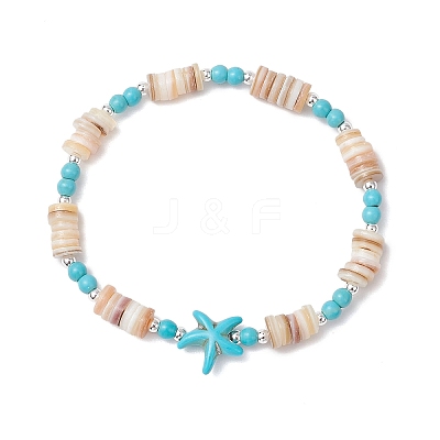Natural Freshwater Shell Beaded Stretch Bracelets BJEW-JB11804-02-1
