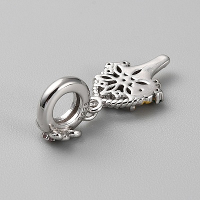 925 Sterling Silver Pave Cubic Zirconia European Dangle Charms STER-WH0011-22P-1
